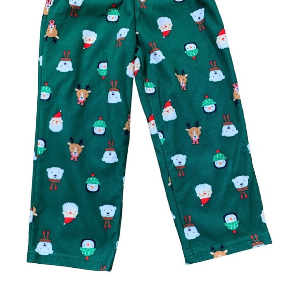 CARTERS Christmas/Festive Santa Fleece 2 Piece Button Down Pyjamas Green Boys 4T - Picture 8 of 13